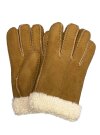 Fingerhandschuhe echt Lammfell für Damen, Handschuhe in Premiumqualität aus Babycurly Merino handgnäht camel Größe 7