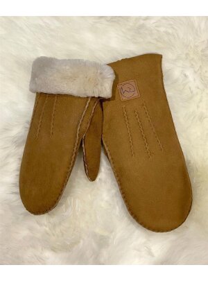 Lammfell Handschuhe Arber echtes Merinolamm für Damen und Herren, Fäustlinge, Fausthandschuhe in Premiumqualität aus spanischem Merino camel 7