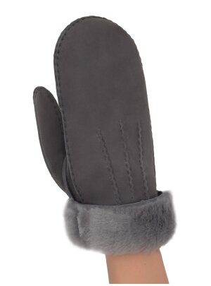 Lammfell Handschuhe Arber echtes Merinolamm für Damen und Herren, Fäustlinge, Fausthandschuhe in Premiumqualität aus spanischem Merino grau 8