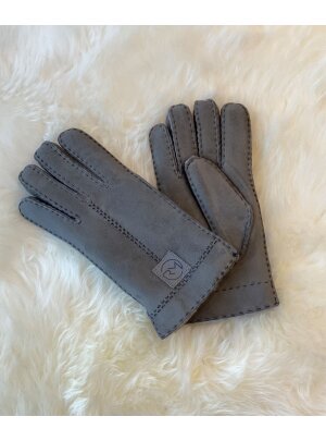 Fingerhandschuhe Hochstein echt Lammfell für Damen, Handschuhe in Premiumqualität aus Baby Curly Merinolamm handgenäht grau 8