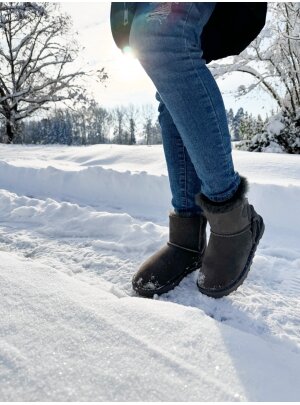 Rohn Lammfell Boots für Damen, Winterstiefel Stockholm grau 38