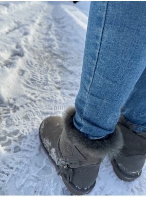 Rohn Lammfell Boots für Damen, Winterstiefel Stockholm grau 38