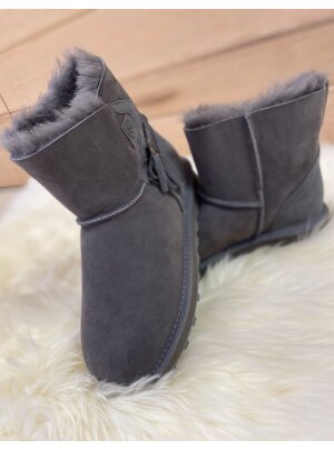 Rohn Lammfell Boots für Damen, Winterstiefel Stockholm grau 40