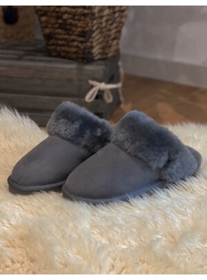 Pantoffel Slipper Hausschuhe echt Lammfell Rohn Talea grau  38