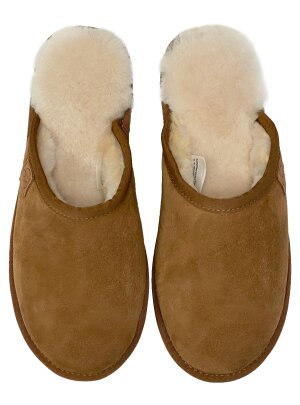 Pantoffel Loisl für Herren, Slipper Hausschuhe echt Lammfell Rohn braun 41