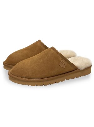 Pantoffel Loisl für Herren, Slipper Hausschuhe echt Lammfell Rohn braun 43