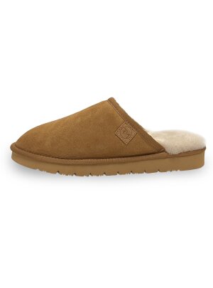 Pantoffel Loisl für Herren, Slipper Hausschuhe echt Lammfell Rohn braun 43