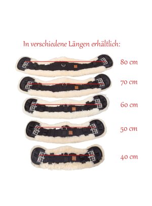 Lammfell Sattelgurt Mady von Rohn, Mondgurt für Pferde, anatomische Form 60 cm